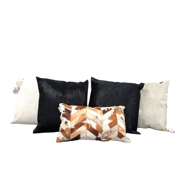 NATURAL 5-Pack Cowhide Decorative Pillows - Picture 1 of 9
